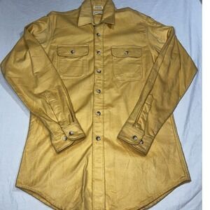 St Johns Bay Chamois Cloth Button Up Long Sleeve Shirt Men M Tall Yellow